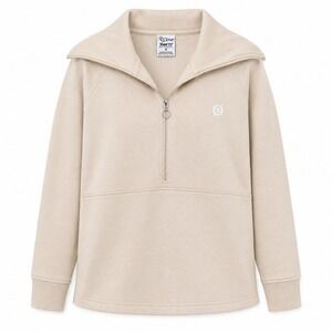 Born Outdoor Quarter Zip Pullover Small Beige Athleisure Minimalist